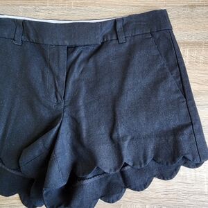 J. CREW Black Scallop Hem Cotton Linen Blend Shorts 6